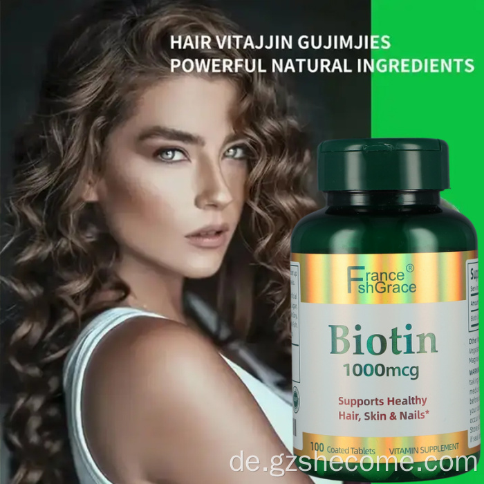 Biotin unterstützt Vitamin -Tabletten mit gesundem Haar schnell Freisetzung